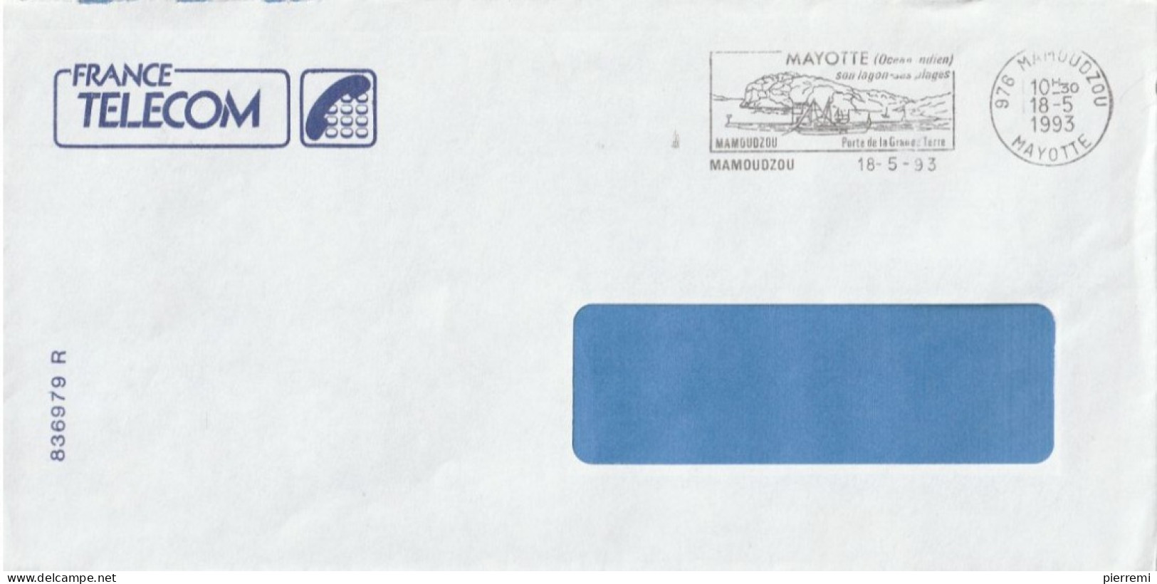 Flamme De Mamoudzou    France Telecom  1993 - Airmail