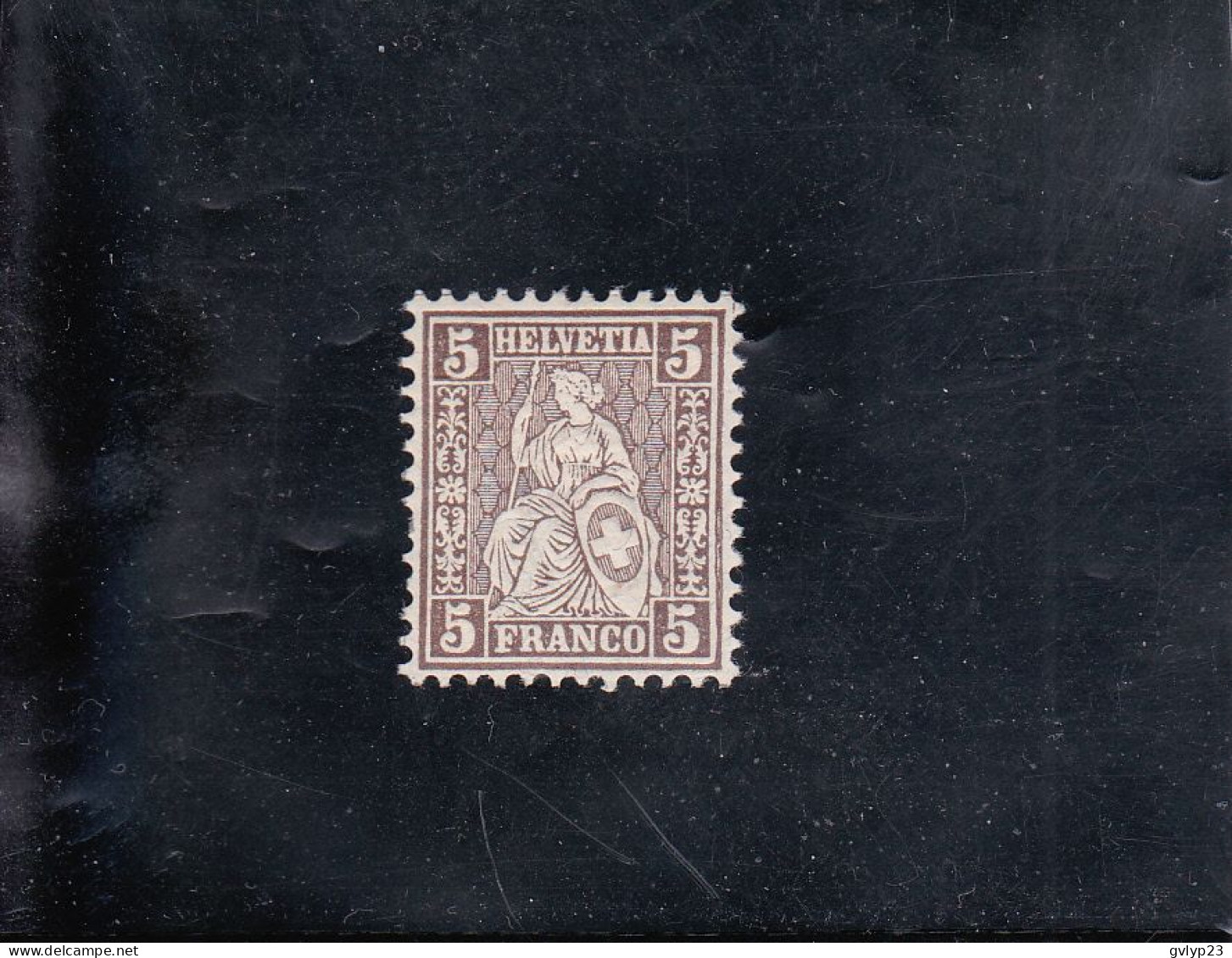 HELVETIA " ASSISE " 5C BRUN NOIR NEUF * N° 35 YVERT ET TELLIER 1862 - Neufs