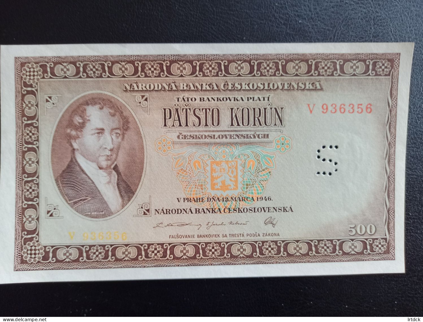 Tchecoslovaquie  Billet  500 Korun 1946 TTB+   Specimen - Tchécoslovaquie