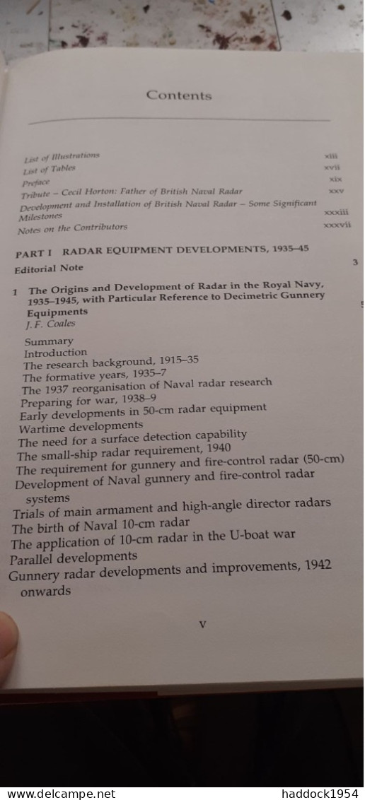 Radar The Development Of Equipments For The Royal Navy 1935-45 KINGSLEY Macmillan 1995 - Oorlog 1939-45