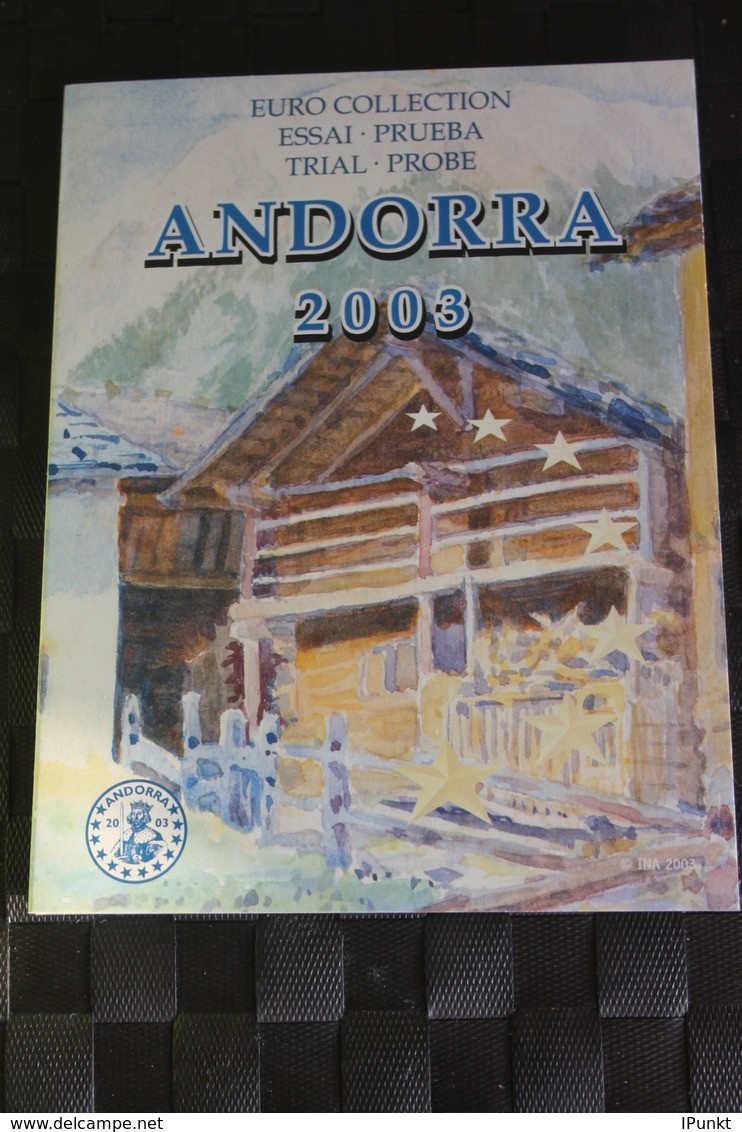 Andorra Kursmünzensatz 2003; EURO Pattern Set; Prueba, Probemünzen Im Folder - Errors And Oddities
