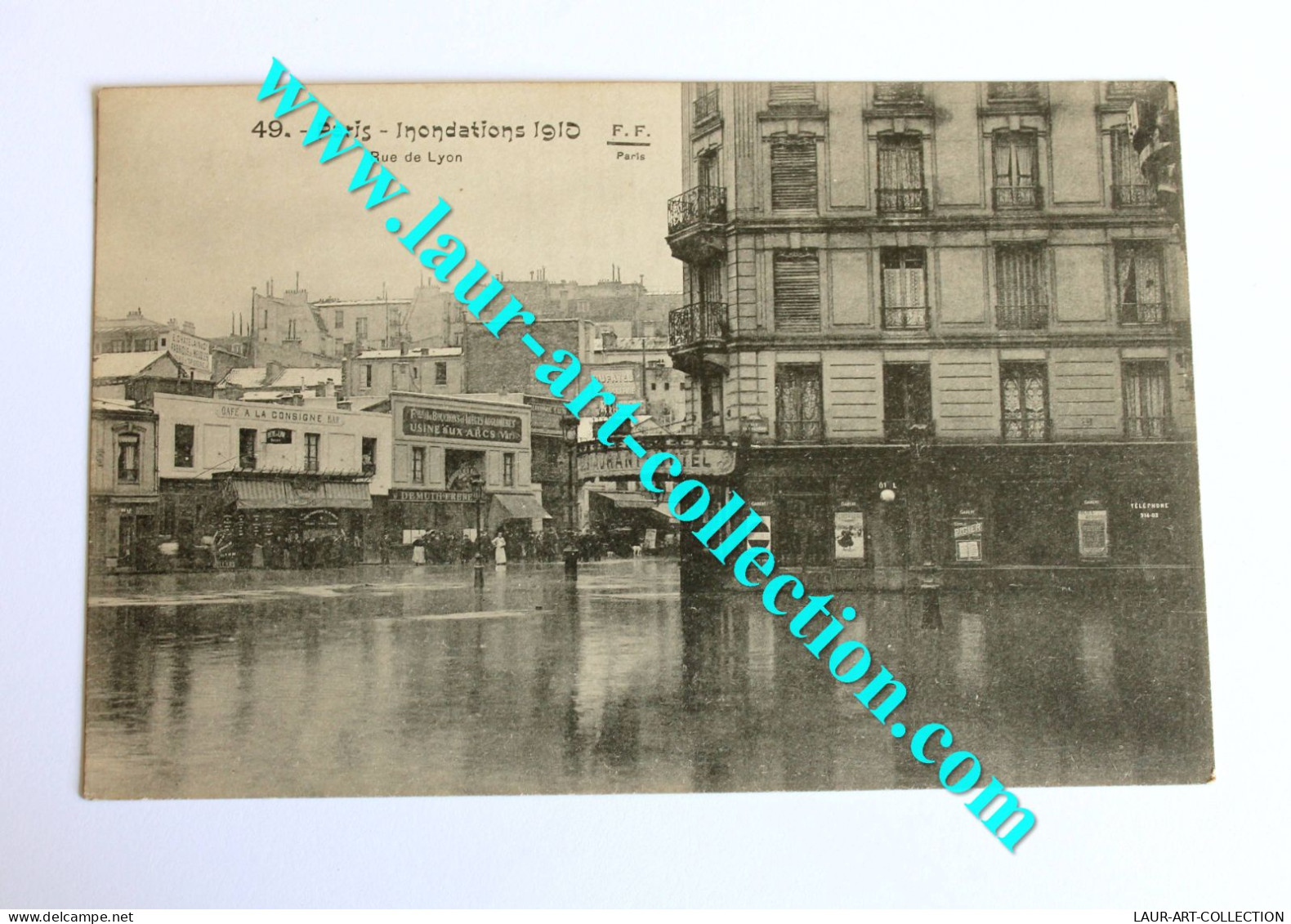 CPA 75 - INONDATION DE PARIS 1910 - RUE DE LYON - ANCIENNE CARTE POSTALE ANIMÉE    (1505.5) - Floods