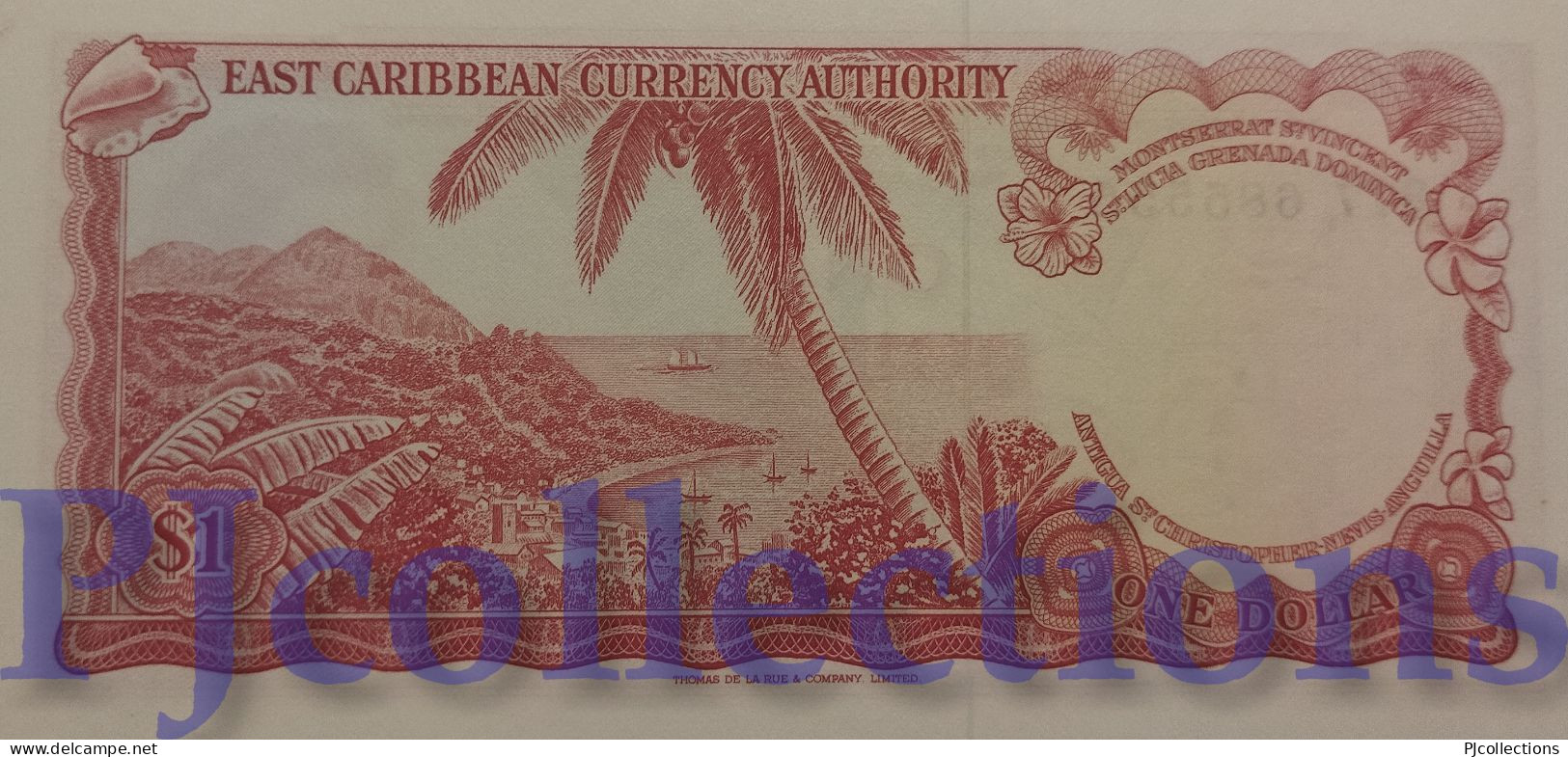 EAST CARIBBEAN 1 DOLLAR 1965 PICK 13F UNC GOOD SERIAL NUMBER "B77685555" - East Carribeans