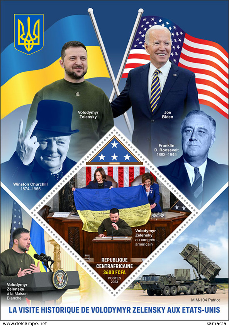 Central Africa  2023 Volodymyr Zelenskyy Visits United States. W.Churchill.  (143b) OFFICIAL ISSUE - Sir Winston Churchill