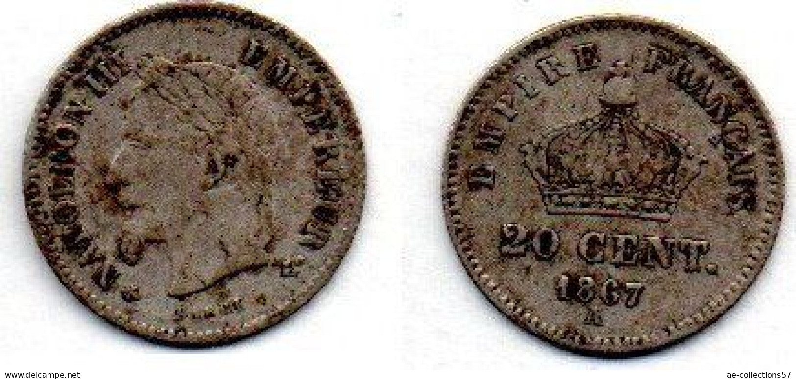 MA 22801 / 20 Centimes 1867 A Napoléon III TB+ - 20 Centimes