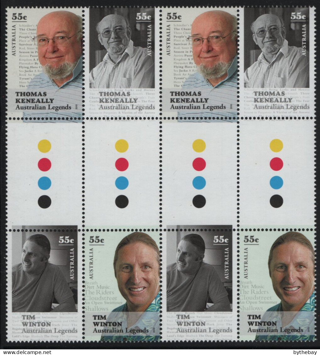 Australia 2010 MNH Sc 3211a 55c Thomas Keneally, Tim Winton Gutter - Mint Stamps