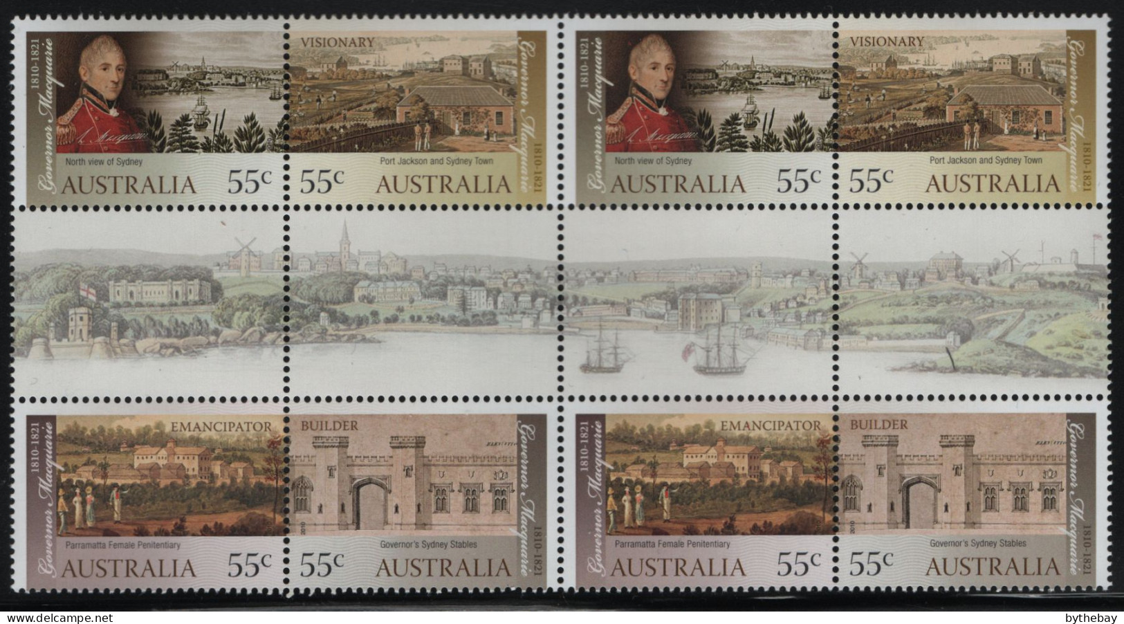 Australia 2010 MNH Sc 3221a 55c Governor Lachlan Macquarie Gutter - Mint Stamps