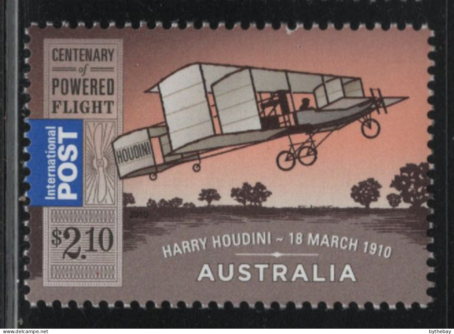 Australia 2010 MNH Sc 3229 $2.10 Bi-plane Harry Houdini 18 March 1910 - Mint Stamps
