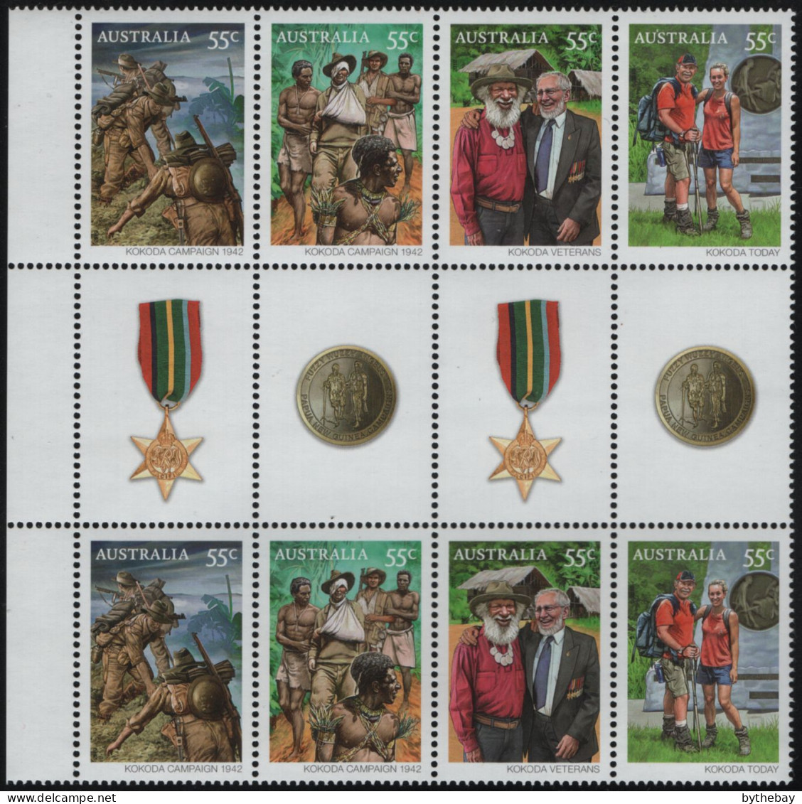 Australia 2010 MNH Sc 3247b 55c Soldiers, Veterans Kokoda Campaign 65th Gutter - Mint Stamps