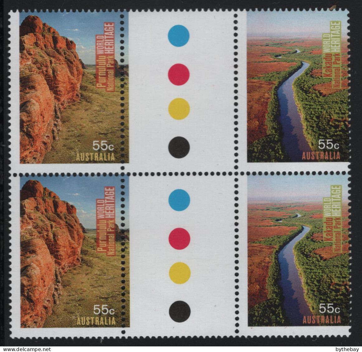 Australia 2010 MNH Sc 3265a 55c Purnululu, Kakadu Parks UNESCO Gutter - Mint Stamps