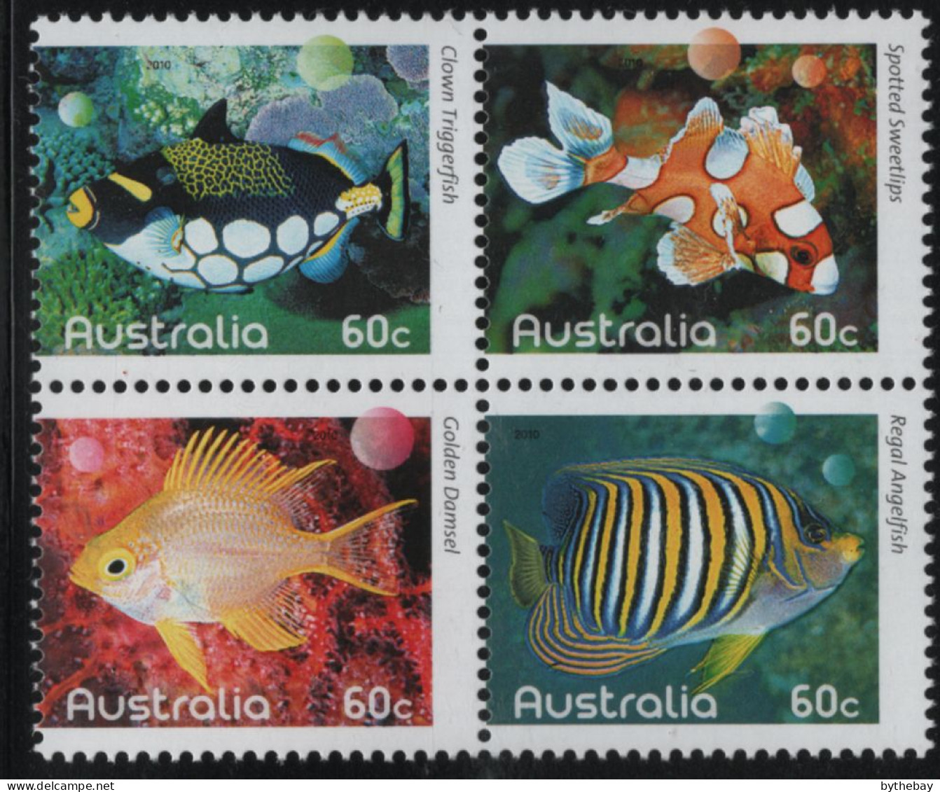 Australia 2010 MNH Sc 3274a 60c Colourful Reef Fish Block - Mint Stamps
