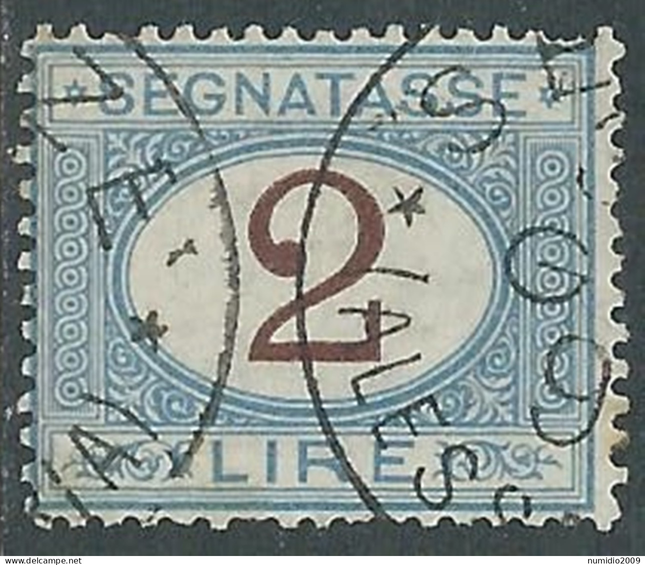 1870-74 REGNO SEGNATASSE USATO 2 LIRE - P11 - Strafport