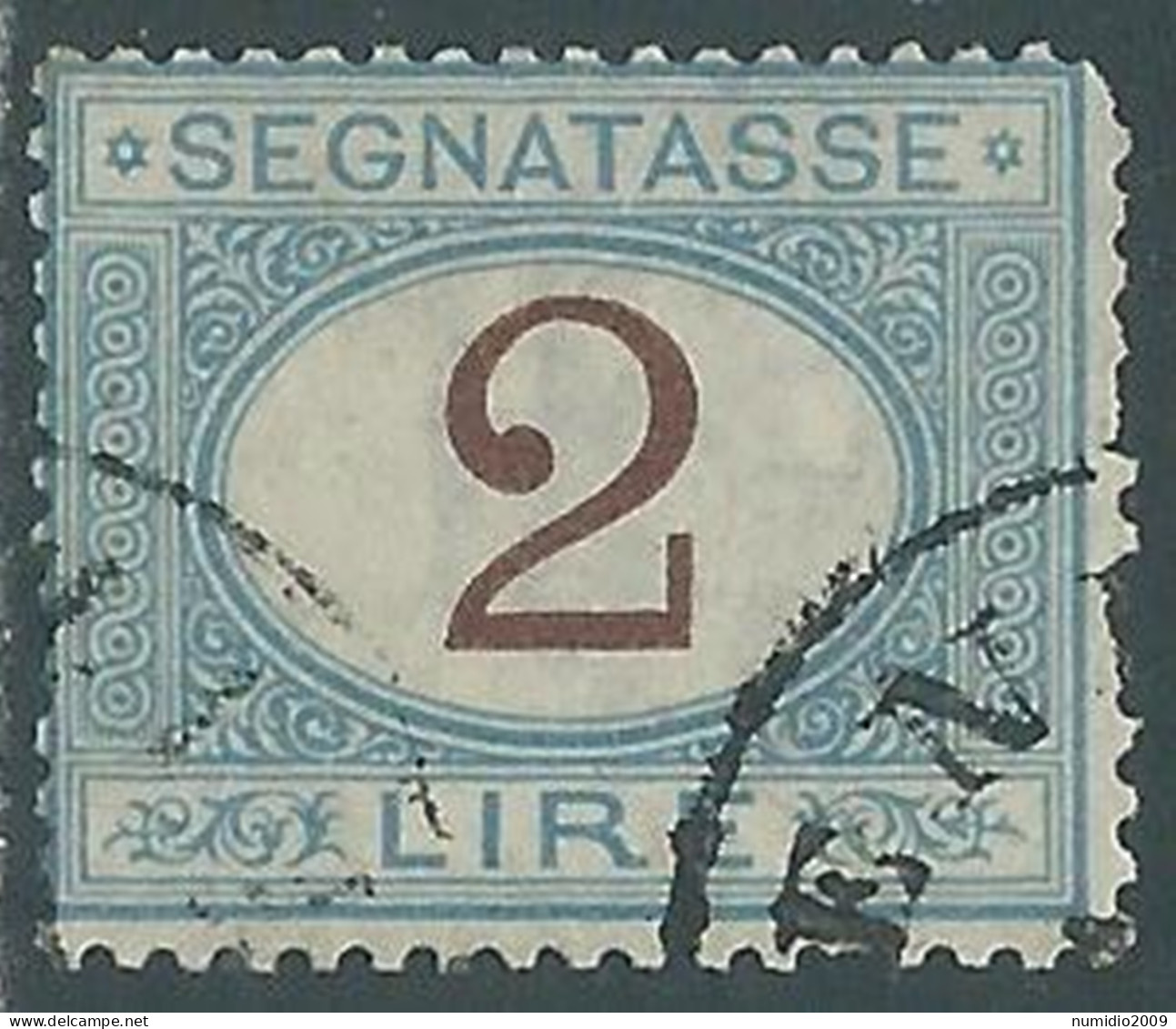 1870-74 REGNO SEGNATASSE USATO 2 LIRE - P12-2 - Taxe