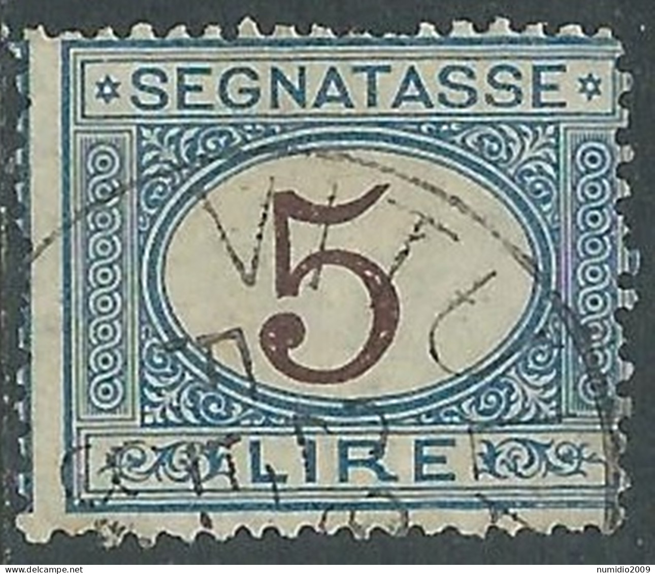 1870-74 REGNO SEGNATASSE USATO 5 LIRE - P11 - Taxe