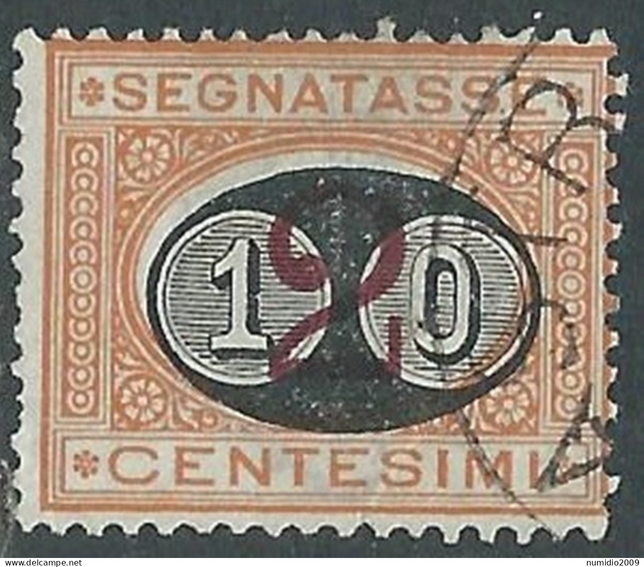 1890-91 REGNO SEGNATASSE USATO SOPRASTAMPATO 10 SU 2 CENT - P13 - Strafport