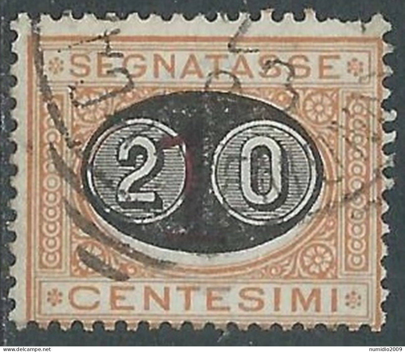 1890-91 REGNO SEGNATASSE USATO SOPRASTAMPATO 20 SU 1 CENT - P13 - Portomarken