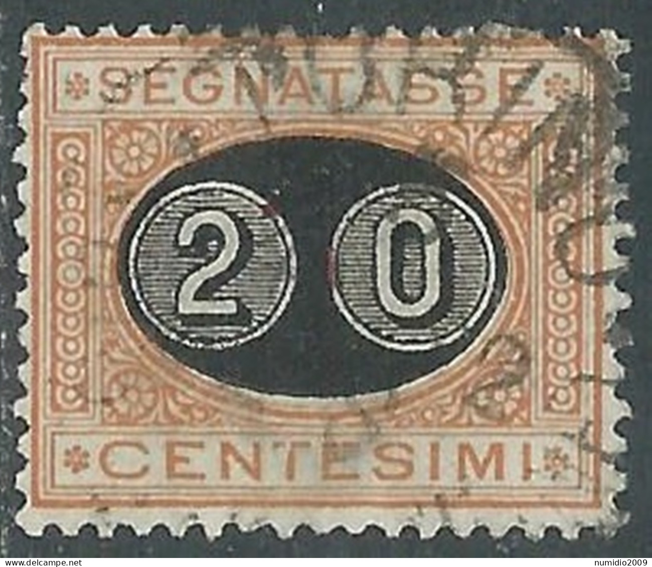 1890-91 REGNO SEGNATASSE USATO SOPRASTAMPATO 20 SU 1 CENT - P13-5 - Segnatasse