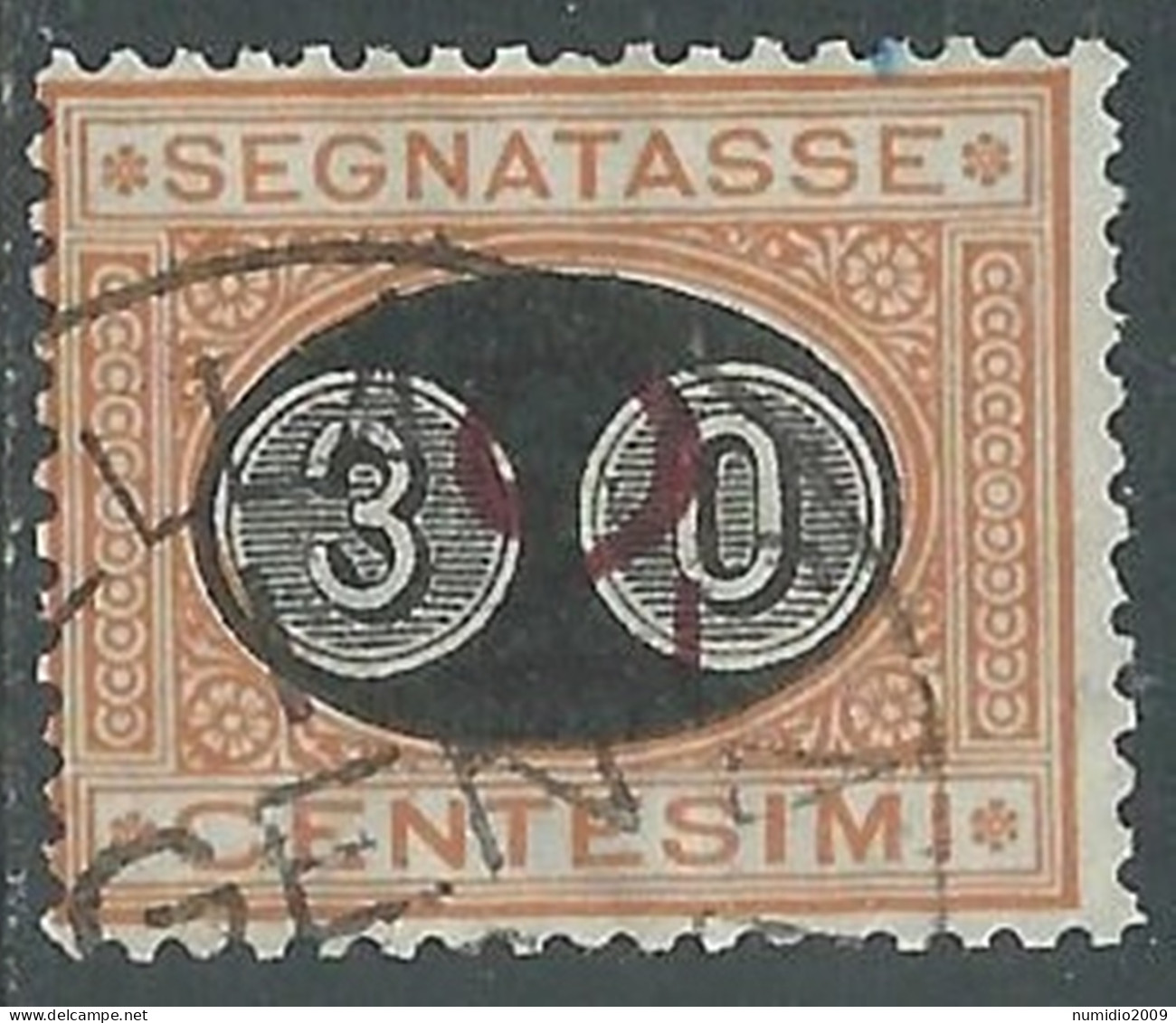 1890-91 REGNO SEGNATASSE USATO SOPRASTAMPATO 30 SU 2 CENT - P13 - Segnatasse