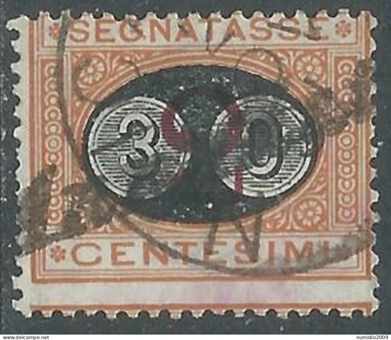 1890-91 REGNO SEGNATASSE USATO SOPRASTAMPATO 30 SU 2 CENT - P13-5 - Segnatasse