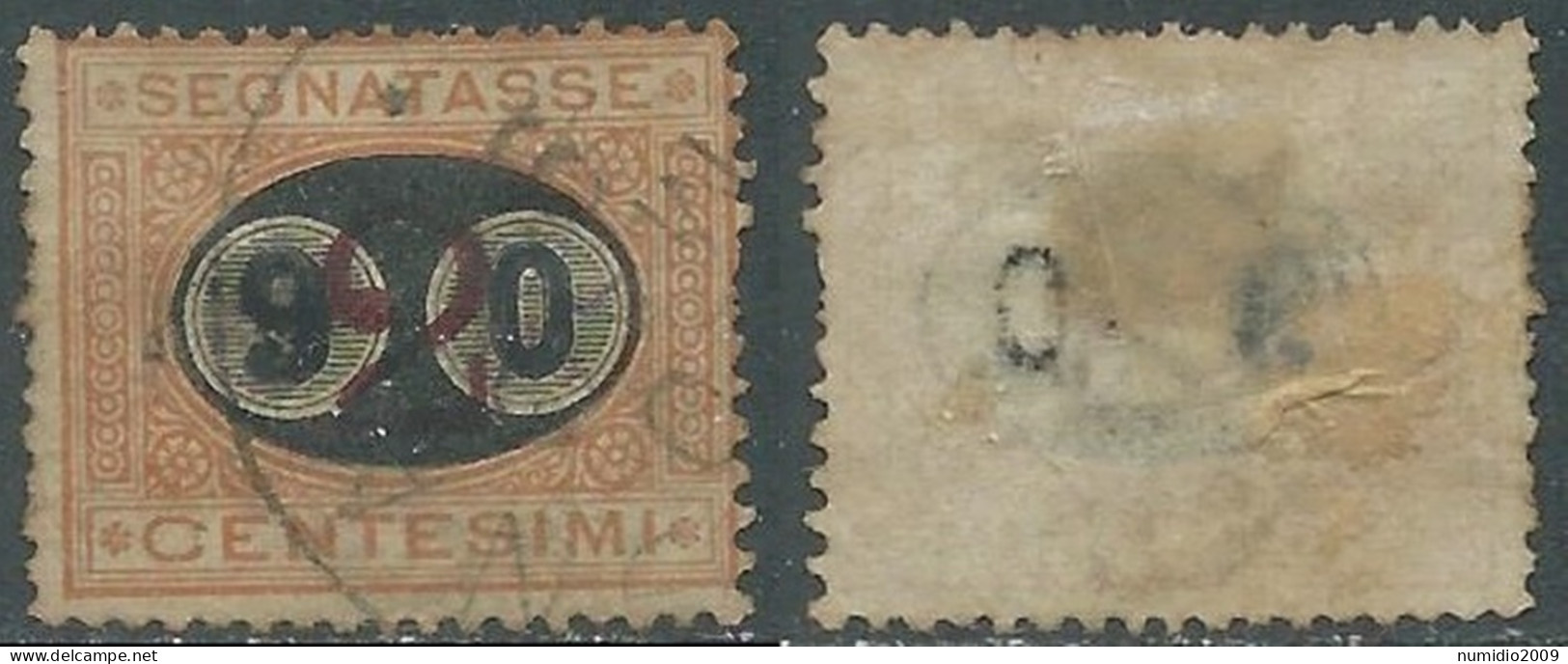 1890-91 REGNO SEGNATASSE USATO SOPRASTAMPATO 30 SU 2 CENT DECALCO - P13 - Portomarken