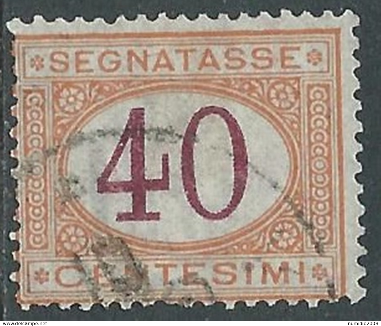 1890-94 REGNO SEGNATASSE USATO 40 CENT - P13-5 - Portomarken