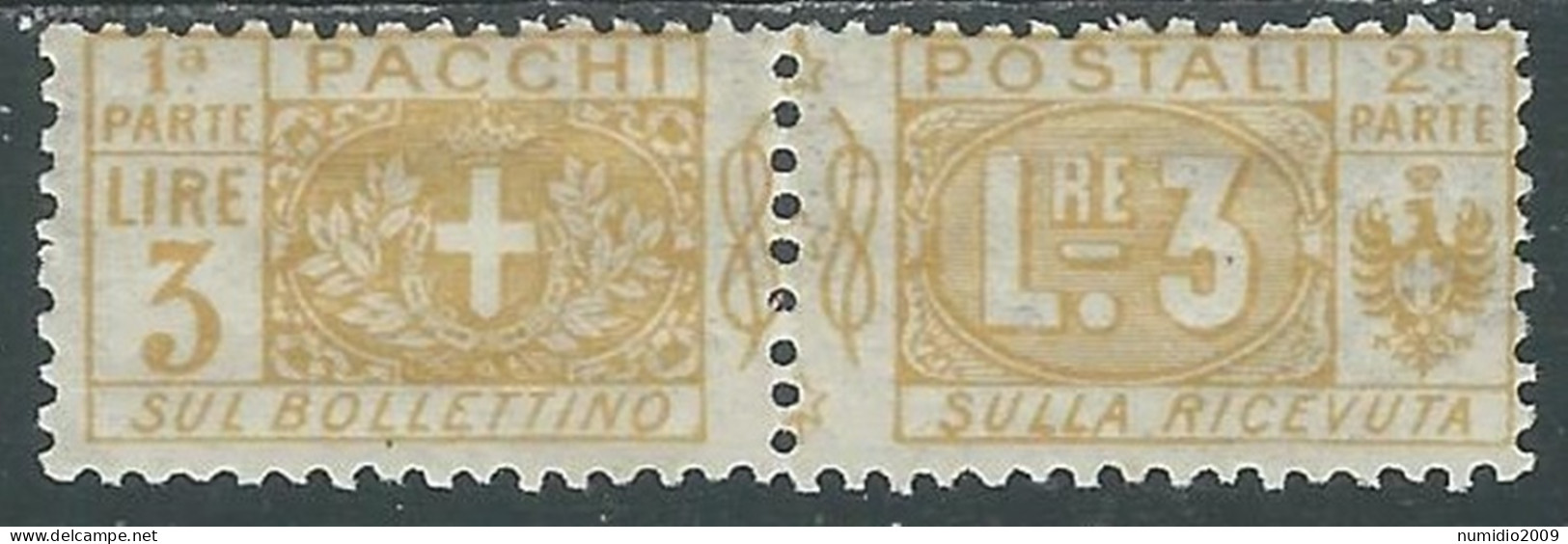 1914-22 REGNO PACCHI POSTALI 3 LIRE MH * - P31-3 - Postal Parcels