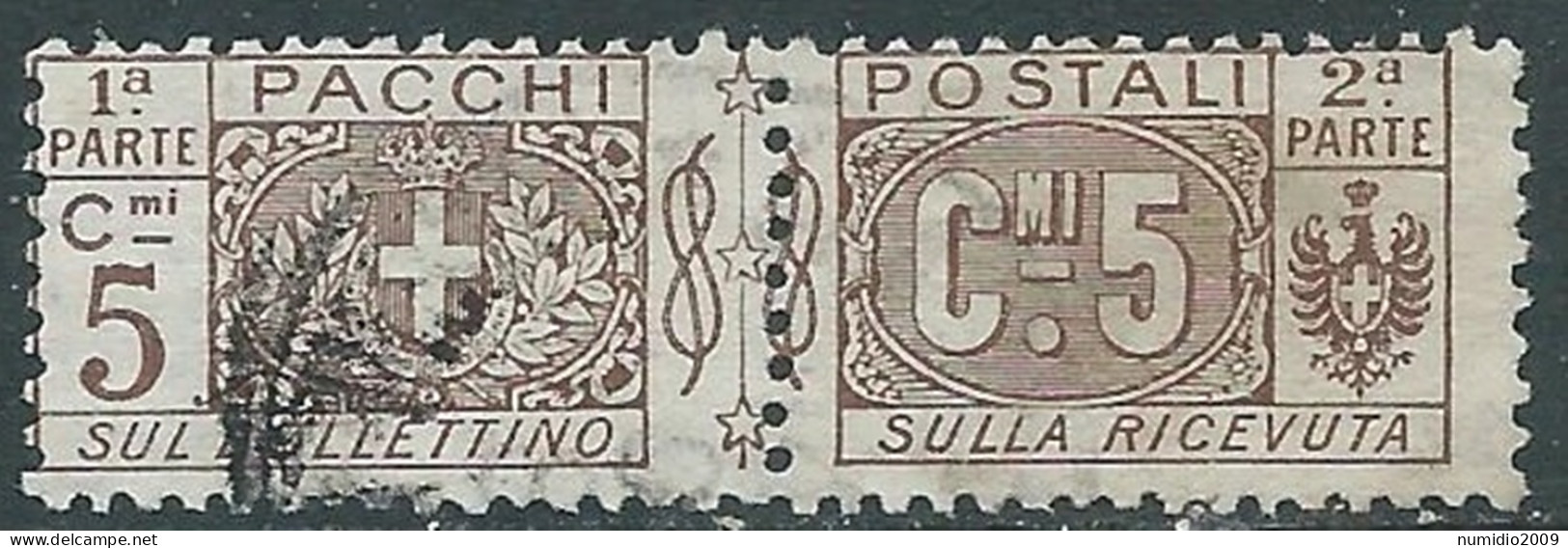 1914-22 REGNO PACCHI POSTALI USATO 5 CENT - P31-9 - Pacchi Postali