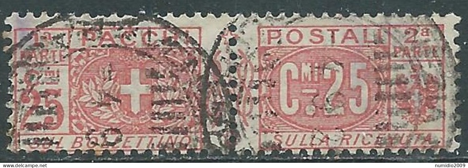 1914-22 REGNO PACCHI POSTALI USATO 25 CENT - P31-8 - Paketmarken