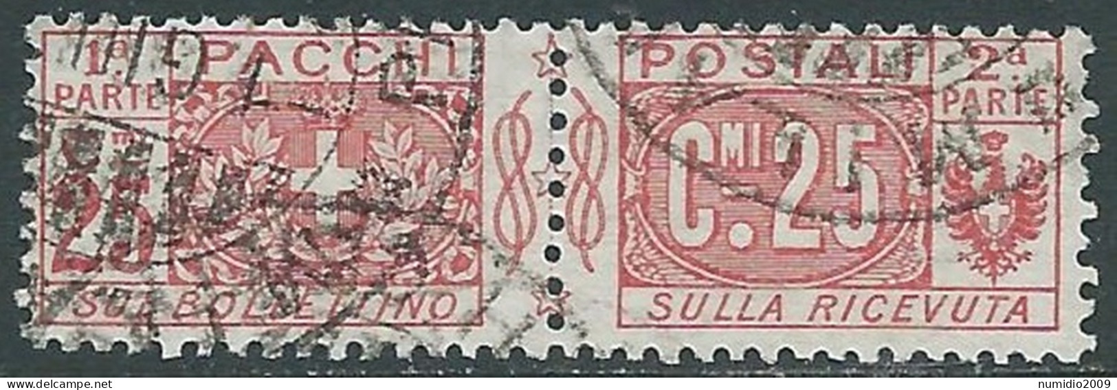 1914-22 REGNO PACCHI POSTALI USATO 25 CENT - P31-9 - Postal Parcels