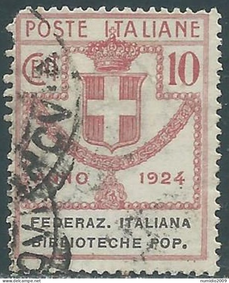 1924 REGNO PARASTATALI USATO BIBLIOTECHE POP. 10 CENT - P1-8 - Fiscales