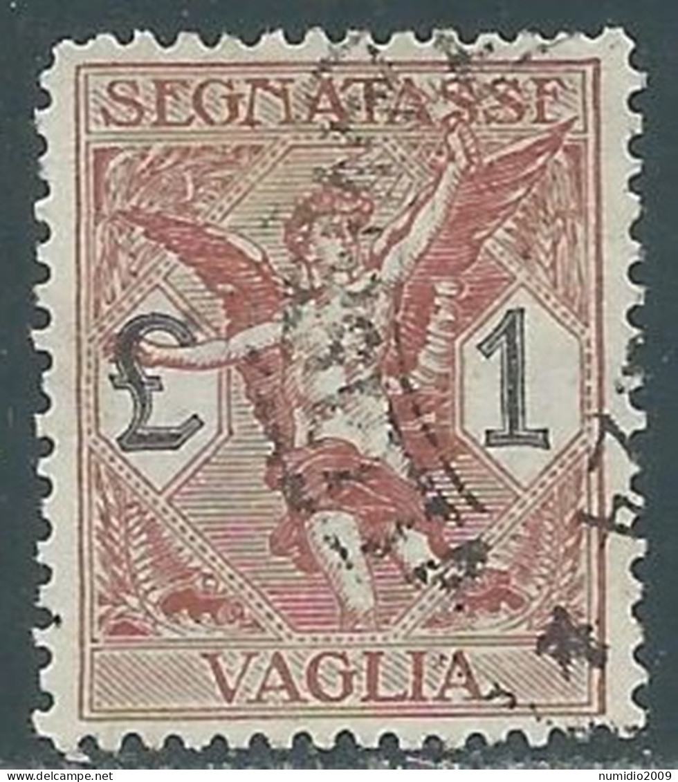 1924 REGNO SEGNATASSE PER VAGLIA USATO 1 LIRA - P13-9 - Taxe Pour Mandats