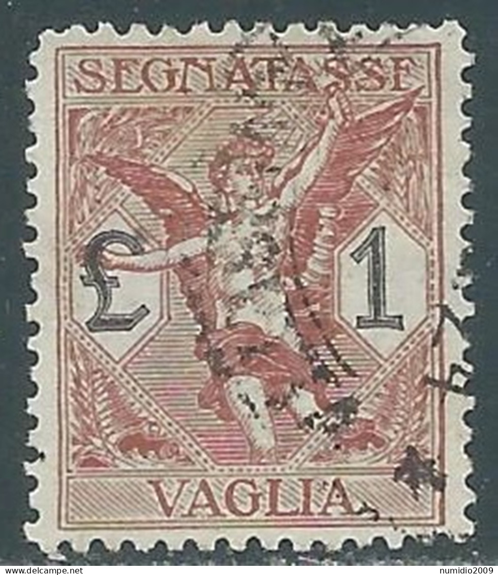 1924 REGNO SEGNATASSE PER VAGLIA USATO 1 LIRA - P13-9 - Impuestos Por Ordenes De Pago