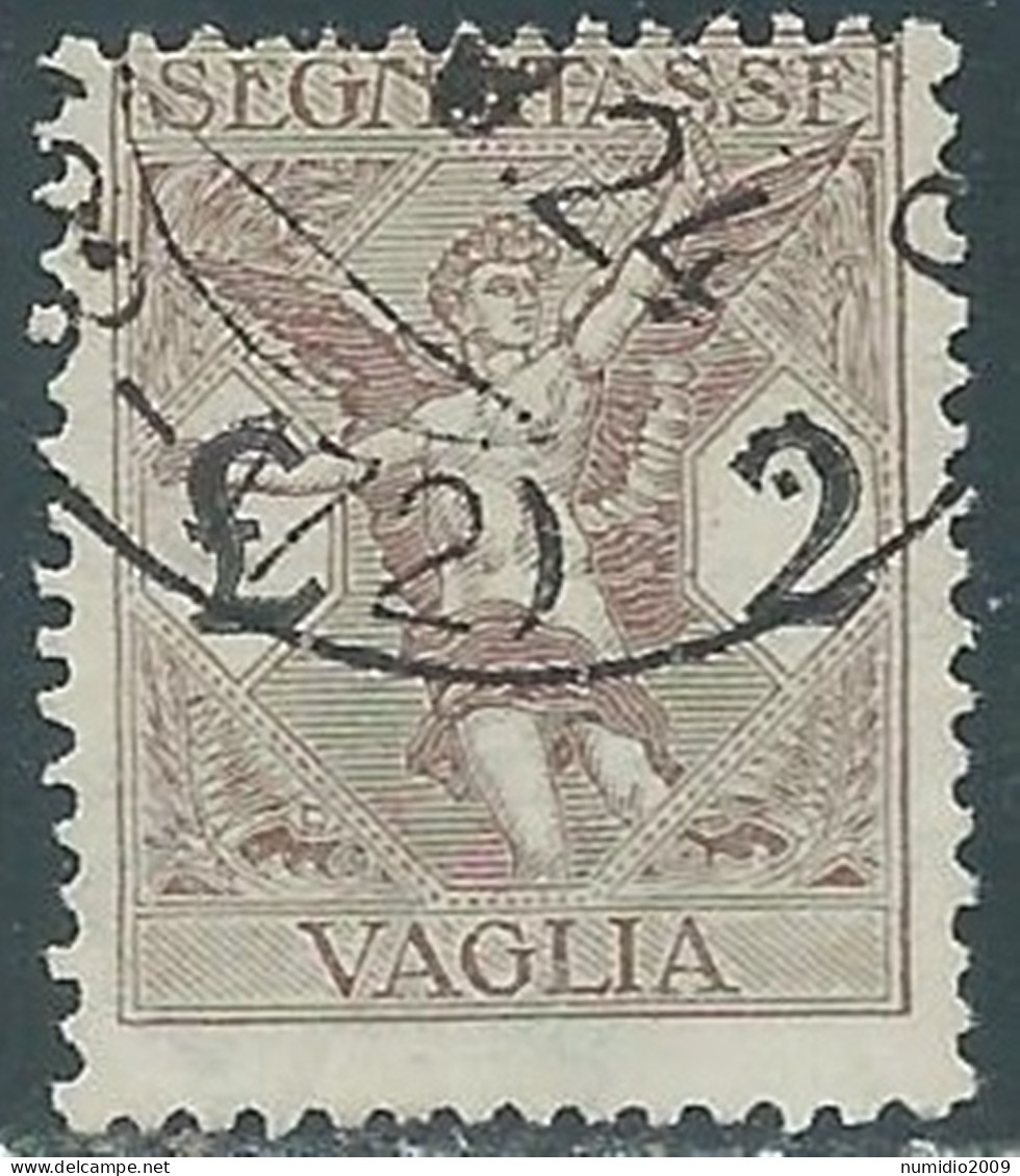 1924 REGNO SEGNATASSE PER VAGLIA USATO 2 LIRE - P13-9 - Impuestos Por Ordenes De Pago
