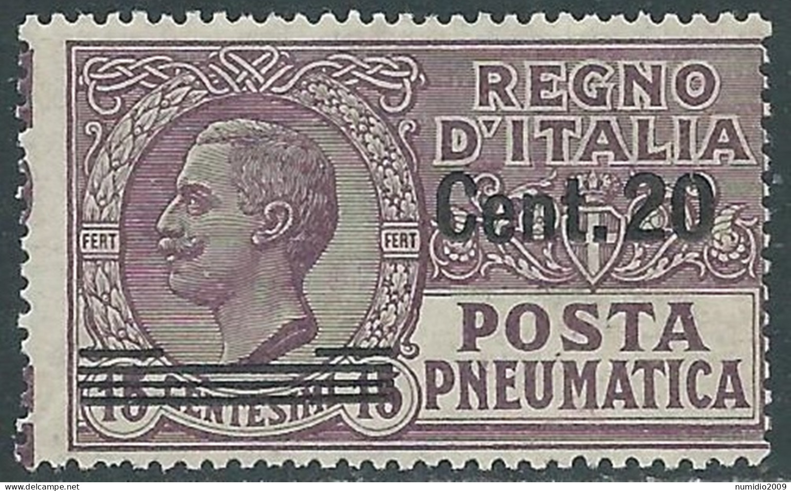 1924-25 REGNO POSTA PNEUMATICA SOPRASTAMPATO 20 SU 15 CENT MNH ** - P19 - Pneumatische Post