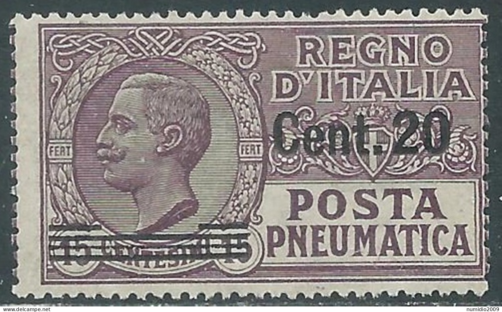 1924-25 REGNO POSTA PNEUMATICA SOPRASTAMPATO 20 SU 15 CENT MNH ** - P19-3 - Correo Neumático