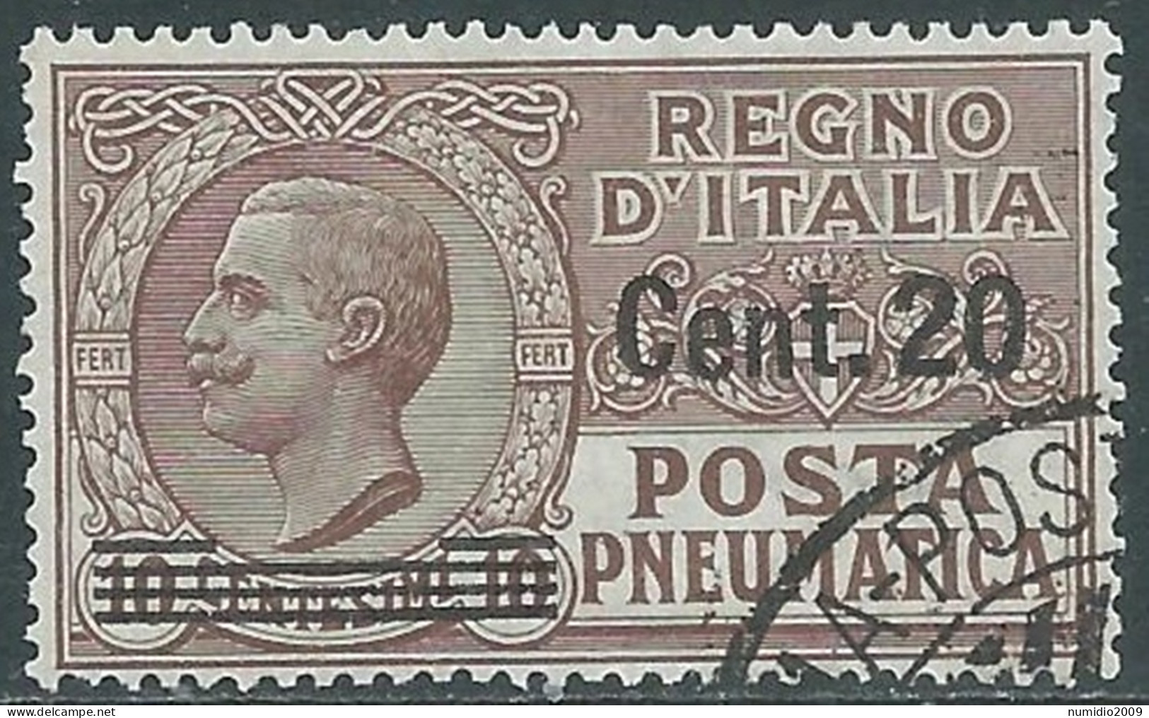 1924-25 REGNO POSTA PNEUMATICA USATO SOPRASTAMPATO 20 SU 10 CENT - P1-3 - Pneumatische Post