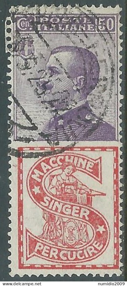 1924-25 REGNO PUBBLICITARI USATO 50 CENT SINGER - P14-5 - Reclame