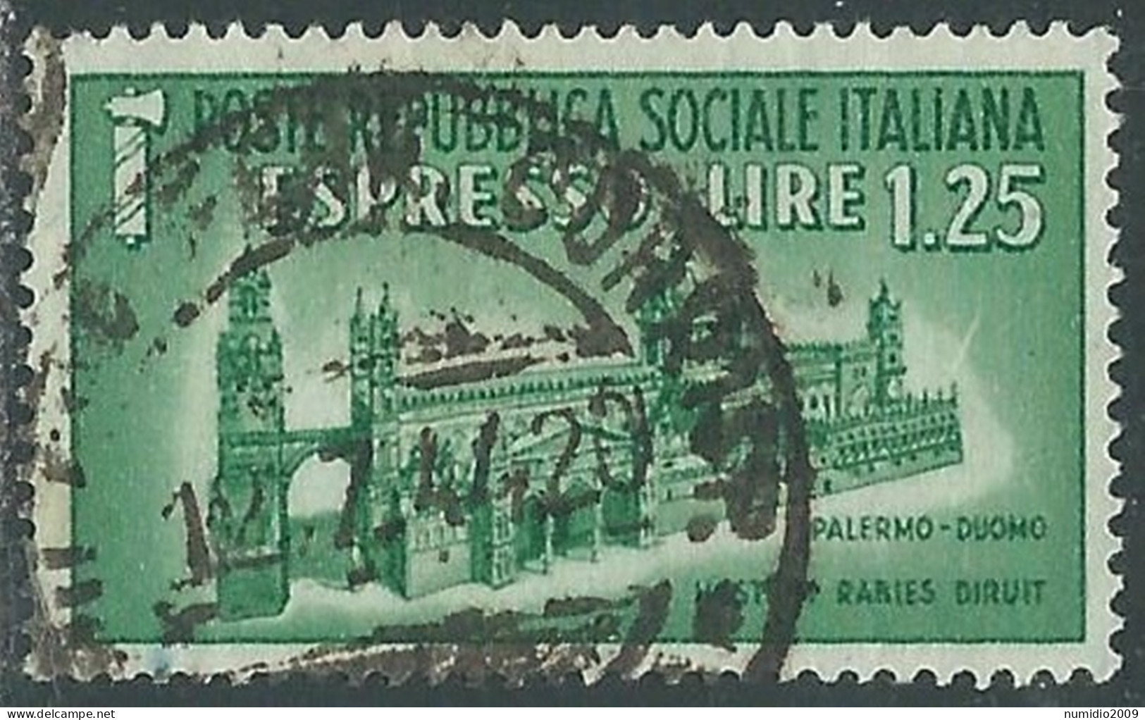 1944 RSI ESPRESSO USATO DUOMO DI PALERMO - P1-9 - Eilsendung (Eilpost)