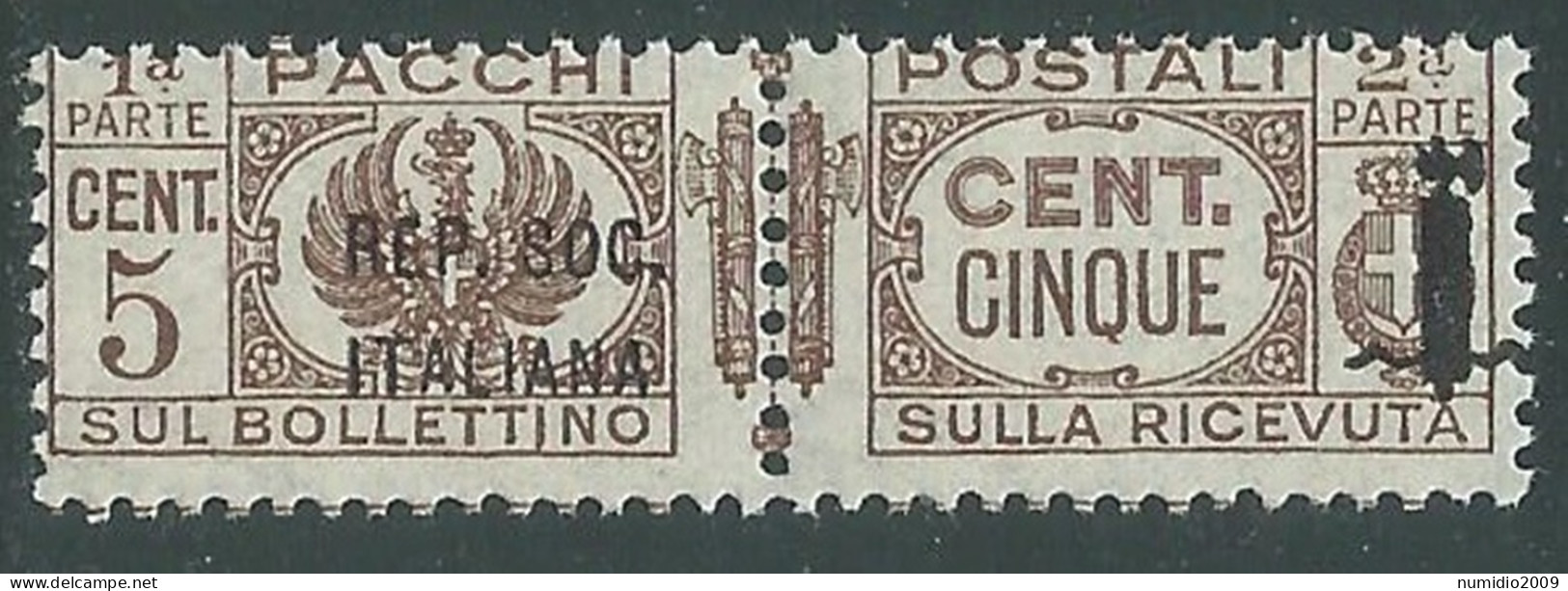 1944 RSI PACCHI POSTALI 5 CENT MNH ** - P29-4 - Pacchi Postali