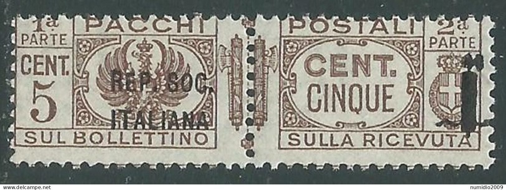 1944 RSI PACCHI POSTALI 5 CENT MNH ** - P31-10 - Postal Parcels