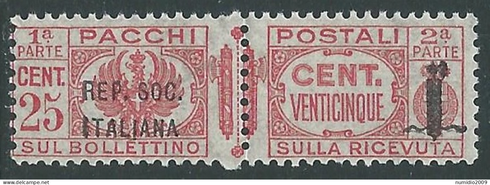 1944 RSI PACCHI POSTALI 25 CENT MNH ** - P29-5 - Postal Parcels
