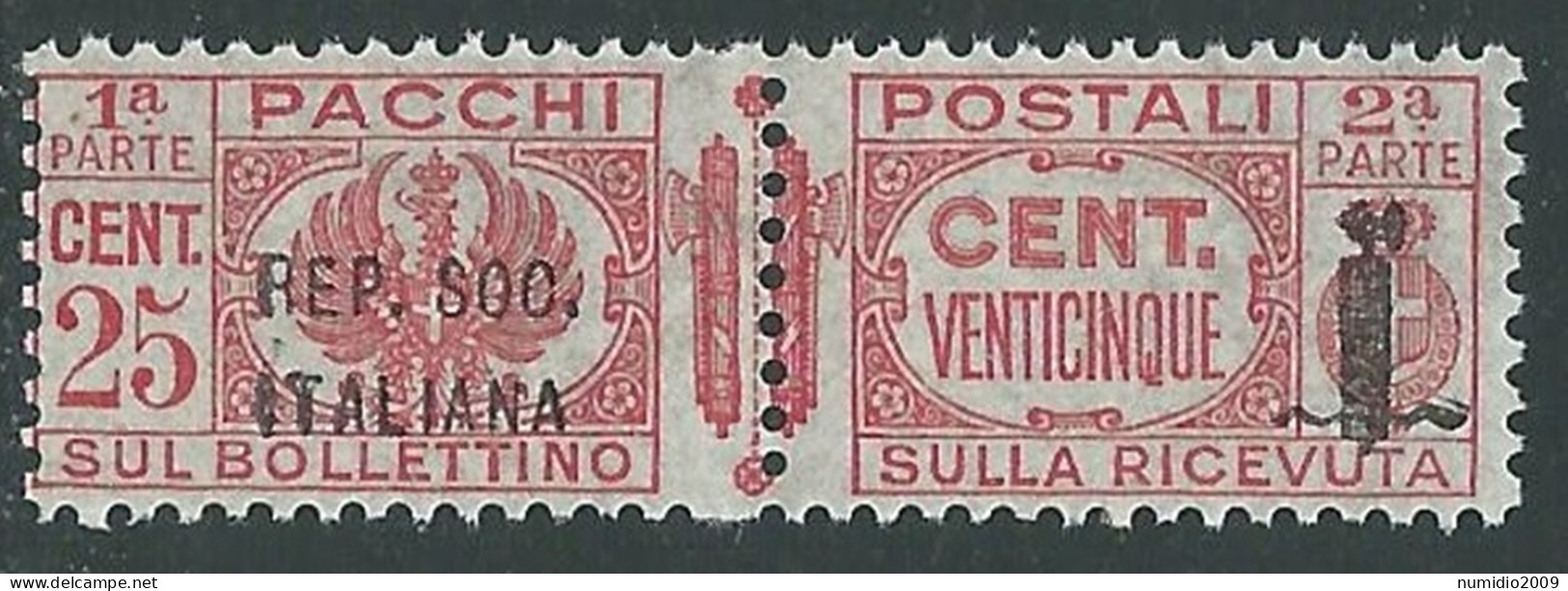 1944 RSI PACCHI POSTALI 25 CENT MNH ** - P29-6 - Postpaketten