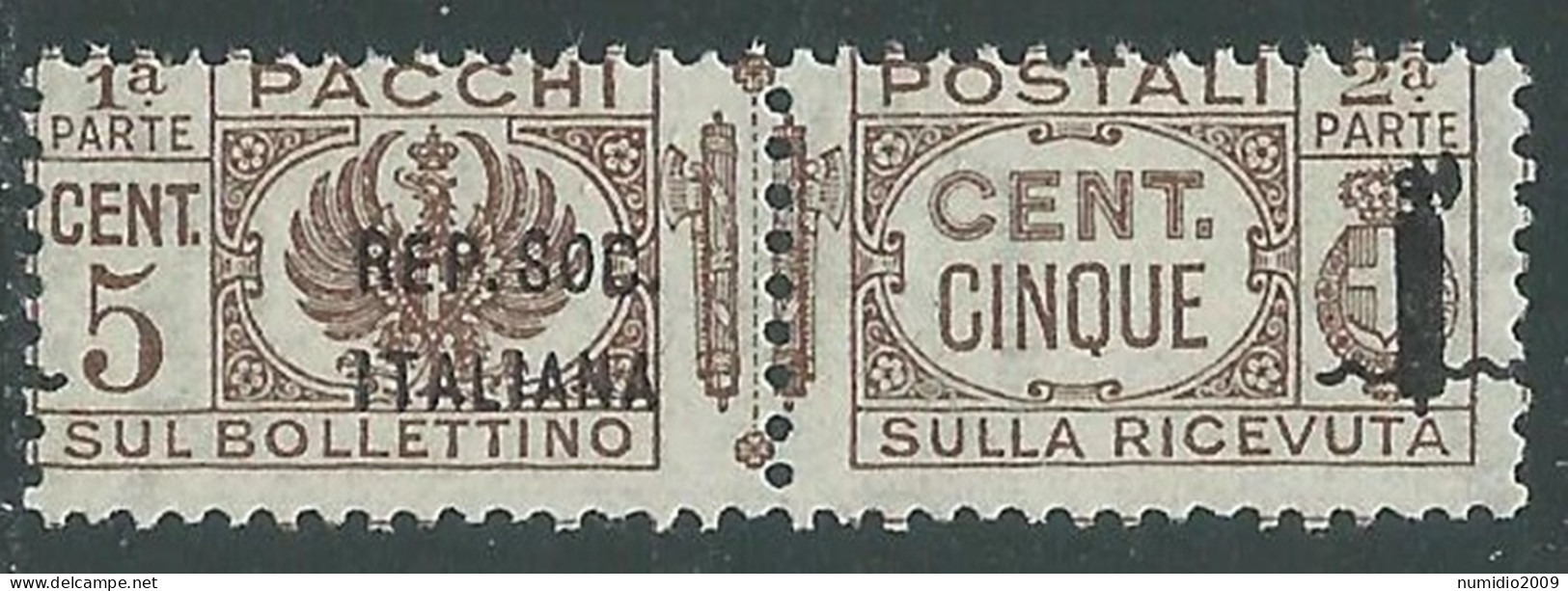 1944 RSI PACCHI POSTALI 5 CENT MNH ** - P31-9 - Postal Parcels