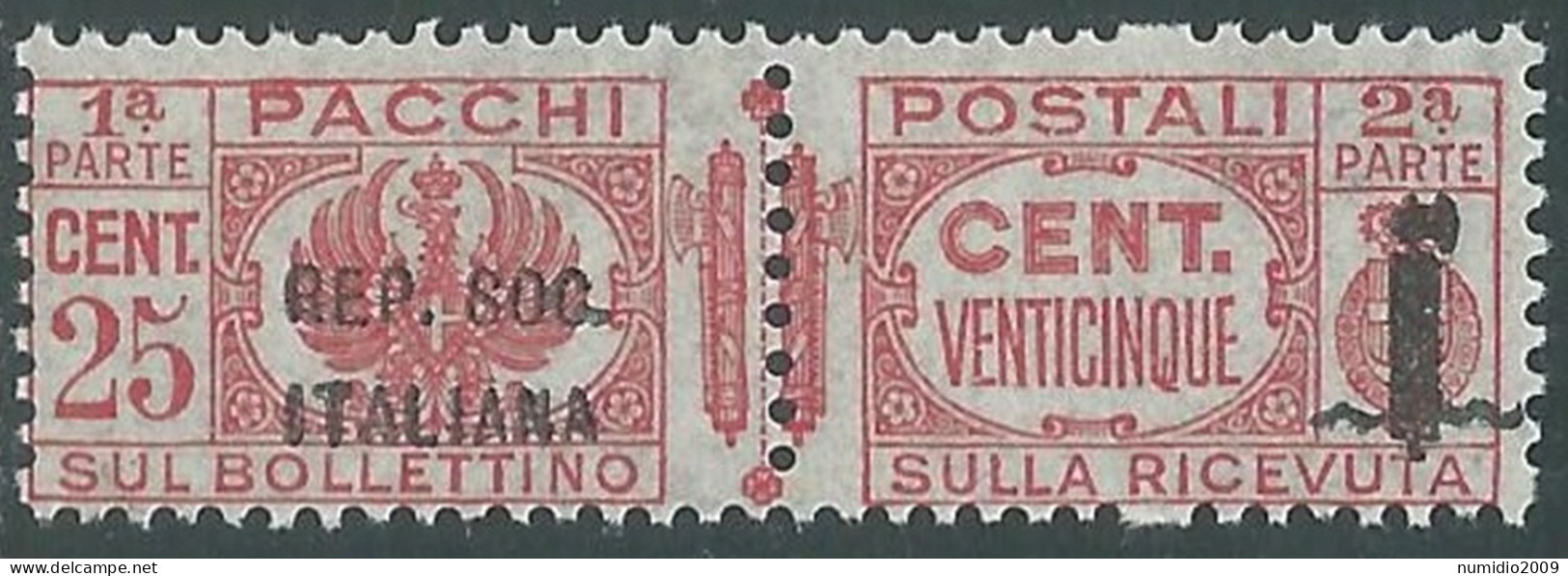 1944 RSI PACCHI POSTALI 25 CENT MNH ** - P31-9 - Postpaketten