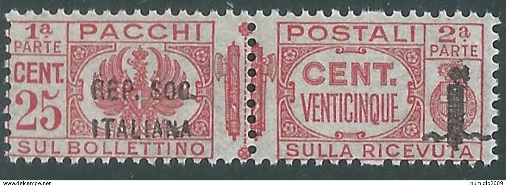 1944 RSI PACCHI POSTALI 25 CENT MNH ** - P31-10 - Pacchi Postali