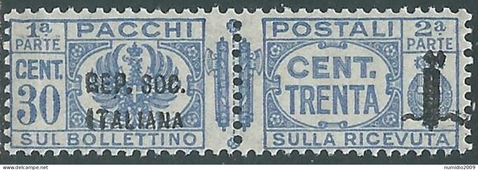 1944 RSI PACCHI POSTALI 30 CENT MNH ** - P31-9 - Postal Parcels