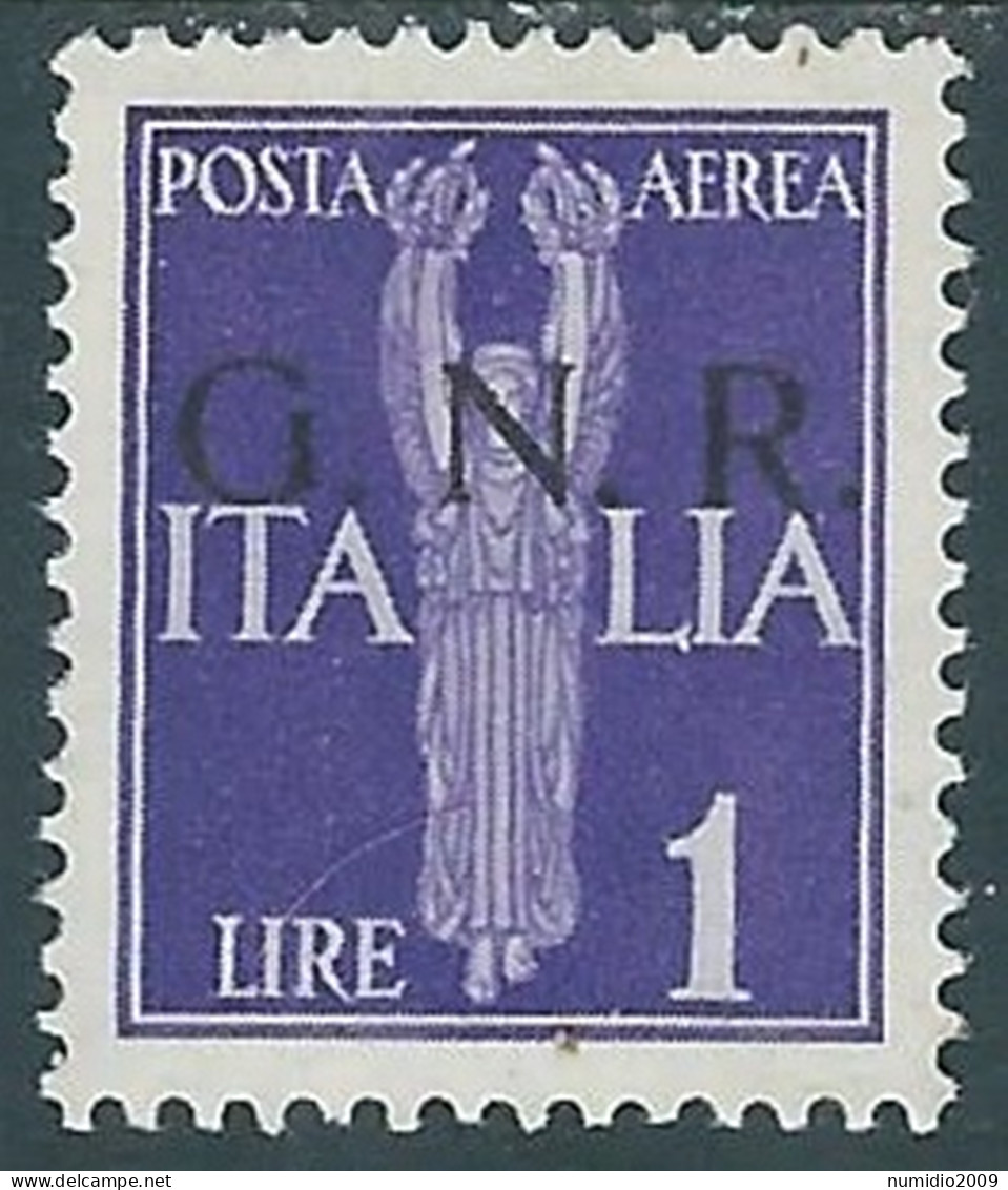 1944 RSI POSTA AEREA GNR 1 LIRA BRESCIA MH *  - P19-3 - Luftpost