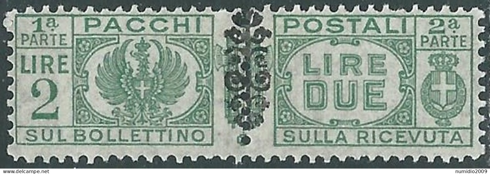 1945 LUOGOTENENZA PACCHI POSTALI 2 LIRE MH * - P31-7 - Postal Parcels