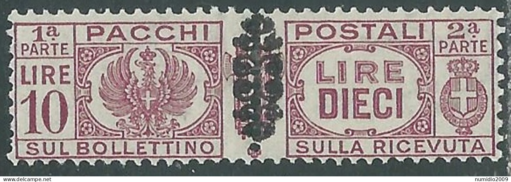 1945 LUOGOTENENZA PACCHI POSTALI 10 LIRE MH * - P31-7 - Postal Parcels