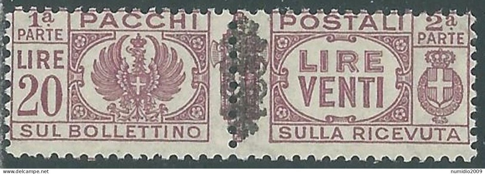 1945 LUOGOTENENZA PACCHI POSTALI 20 LIRE MNH ** - P31-7 - Postal Parcels